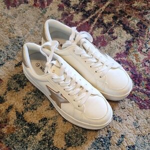 White Sneakers with Gold Star Accent